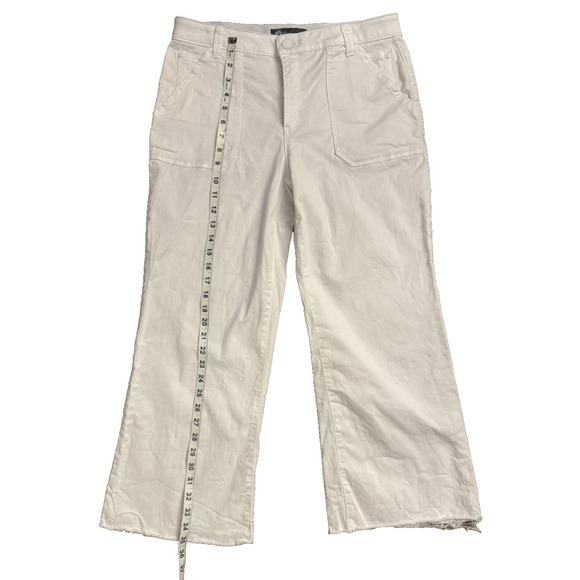 Democracy Jeans Womens Size 8 White Raw Hem Flared Ab Solution Technology - Picture 9 of 10